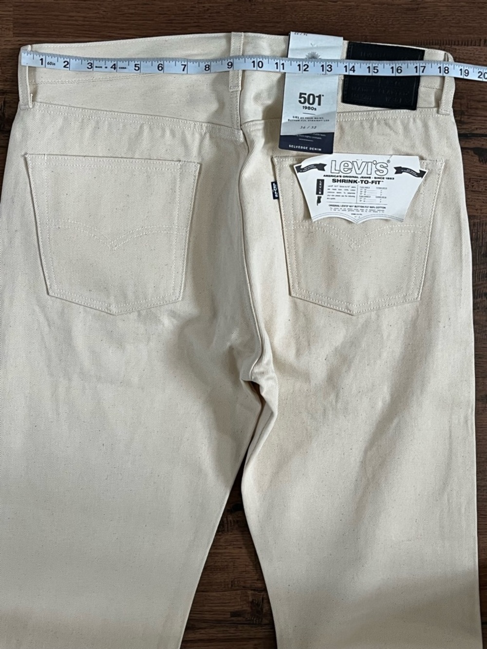 Levi’s Made & Crafted Lot 501 1980s Selvedge Jeans ‘Cream’ (size mens W36xL32) - Picture 12 of 16